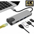VİZY10 Macbook Uyumlu 5 In 1 Type-C To 2*usb 3.0 4K HDMI Gigabit Ethernet RJ45 Pd Çevirici Hub Adaptör 1